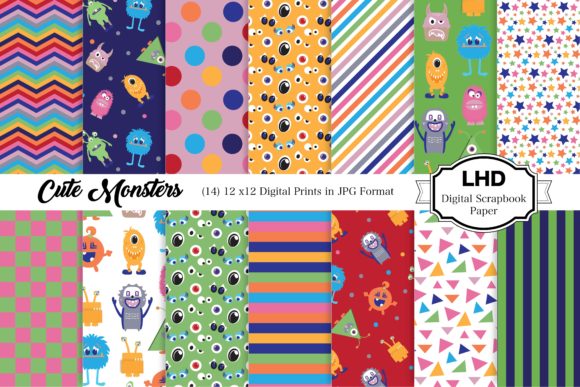 Cute Monsters Digital Paper Pack