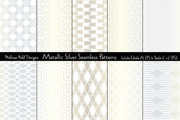 Metallic Silver Seamless Geometrics: A Versatile Design Resource for Modern Creators