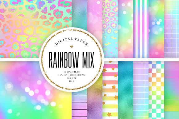 Rainbow Mix Digital Paper for Creative Projects