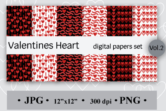 Valentines Heart Digital Papers Set Vol2: A Versatile Resource for Creative Projects
